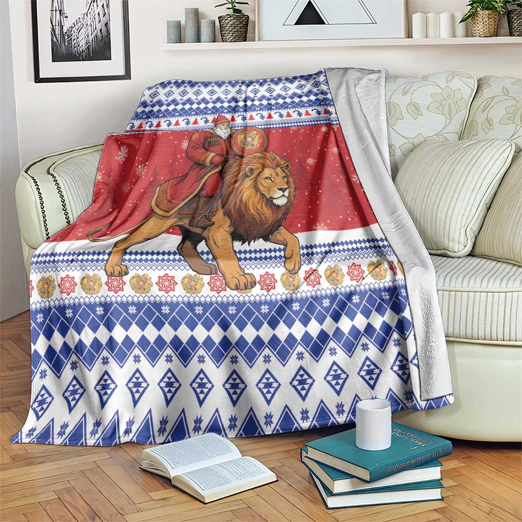 Armenia Christmas Blanket Santa Riding Lion - Wonder Print Shop