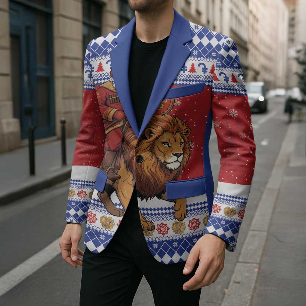 Armenia Christmas Blazer Santa Riding Lion - Wonder Print Shop