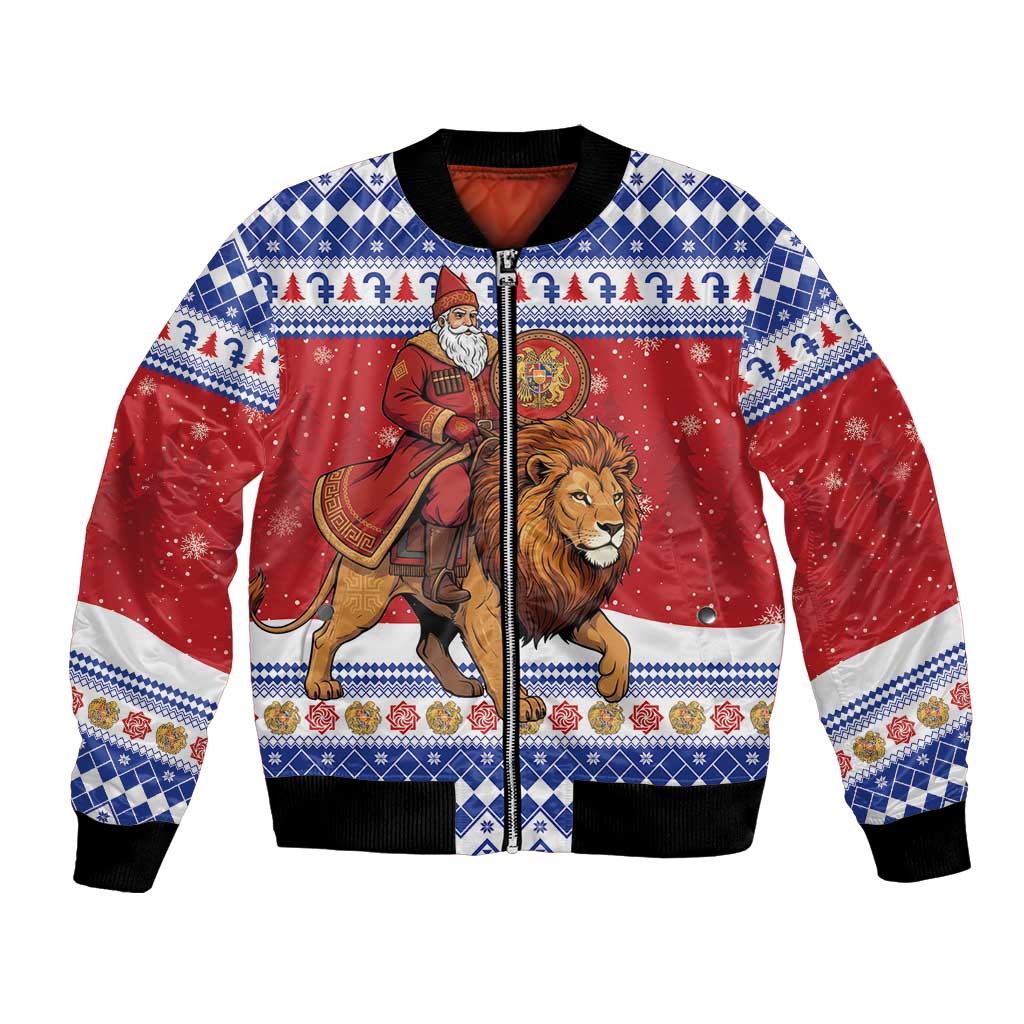 Armenia Christmas Bomber Jacket Santa Riding Lion - Wonder Print Shop