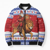 Armenia Christmas Bomber Puffer Jacket Santa Riding Lion - Wonder Print Shop