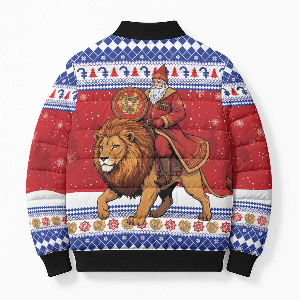 Armenia Christmas Bomber Puffer Jacket Santa Riding Lion - Wonder Print Shop