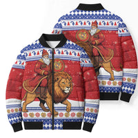 Armenia Christmas Bomber Puffer Jacket Santa Riding Lion - Wonder Print Shop