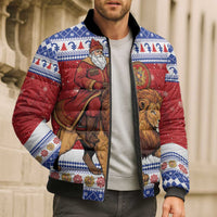 Armenia Christmas Bomber Puffer Jacket Santa Riding Lion - Wonder Print Shop
