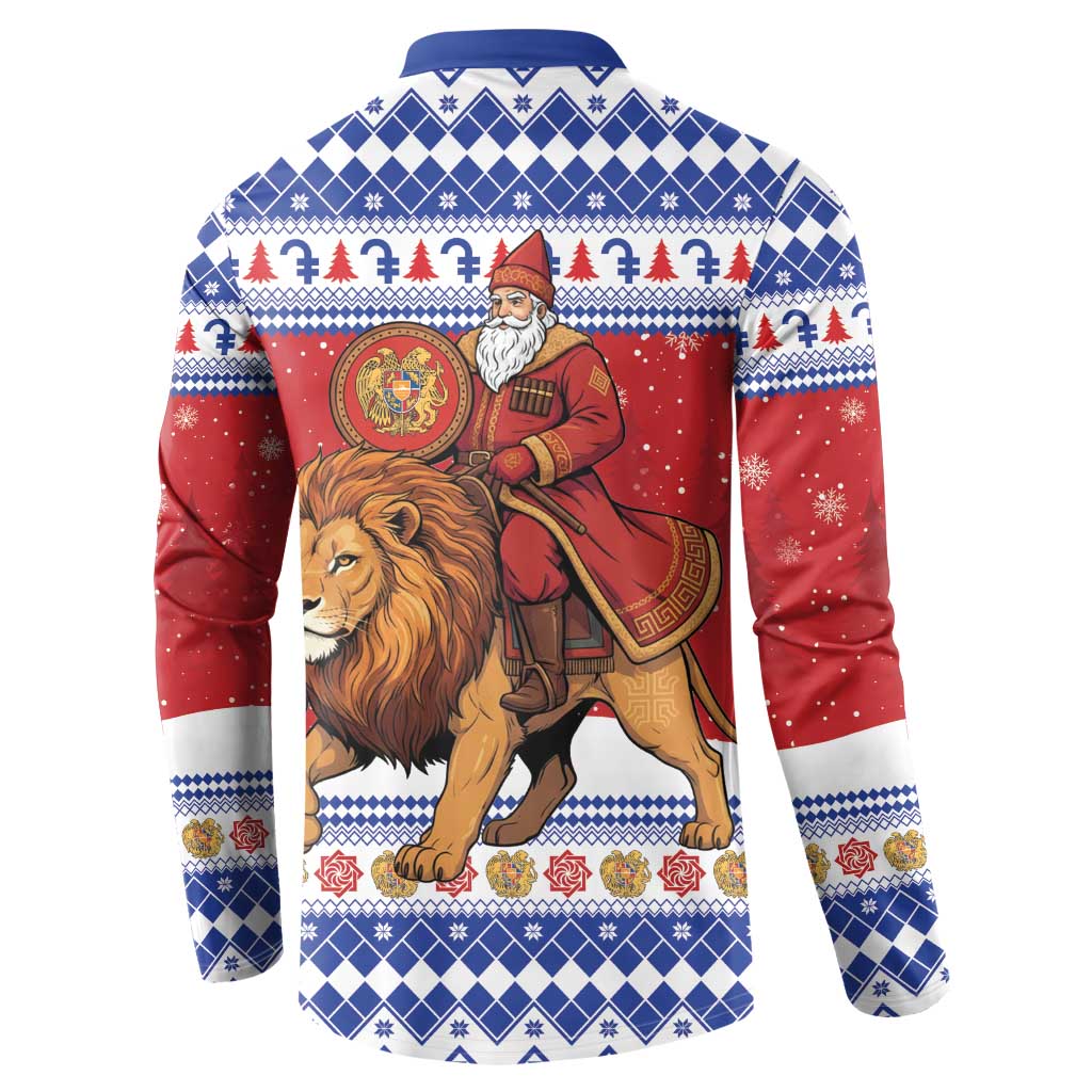 Armenia Christmas Button Sweatshirt Santa Riding Lion - Wonder Print Shop