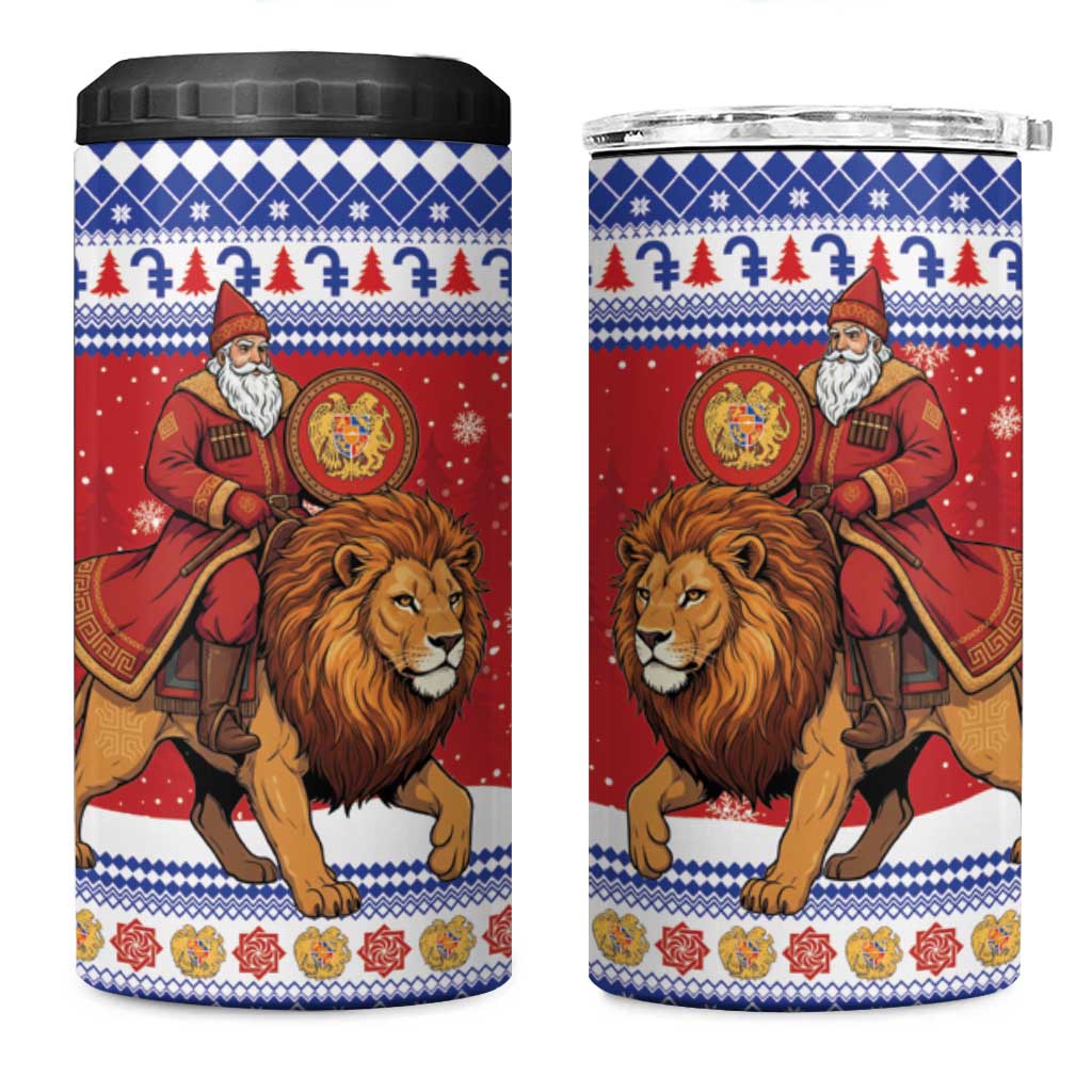 Armenia Christmas 4 in 1 Can Cooler Tumbler Santa Riding Lion - Wonder Print Shop