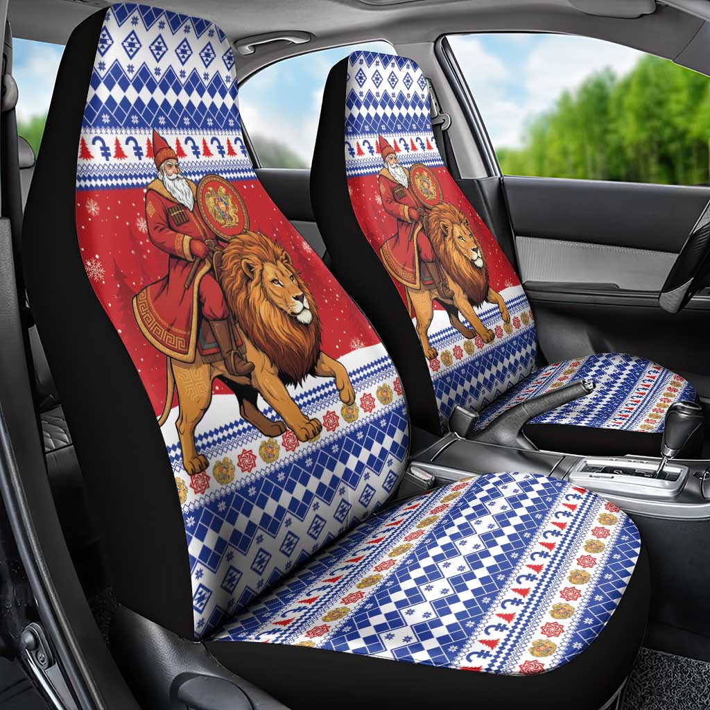 Armenia Christmas Car Seat Cover Santa Riding Lion - Wonder Print Shop