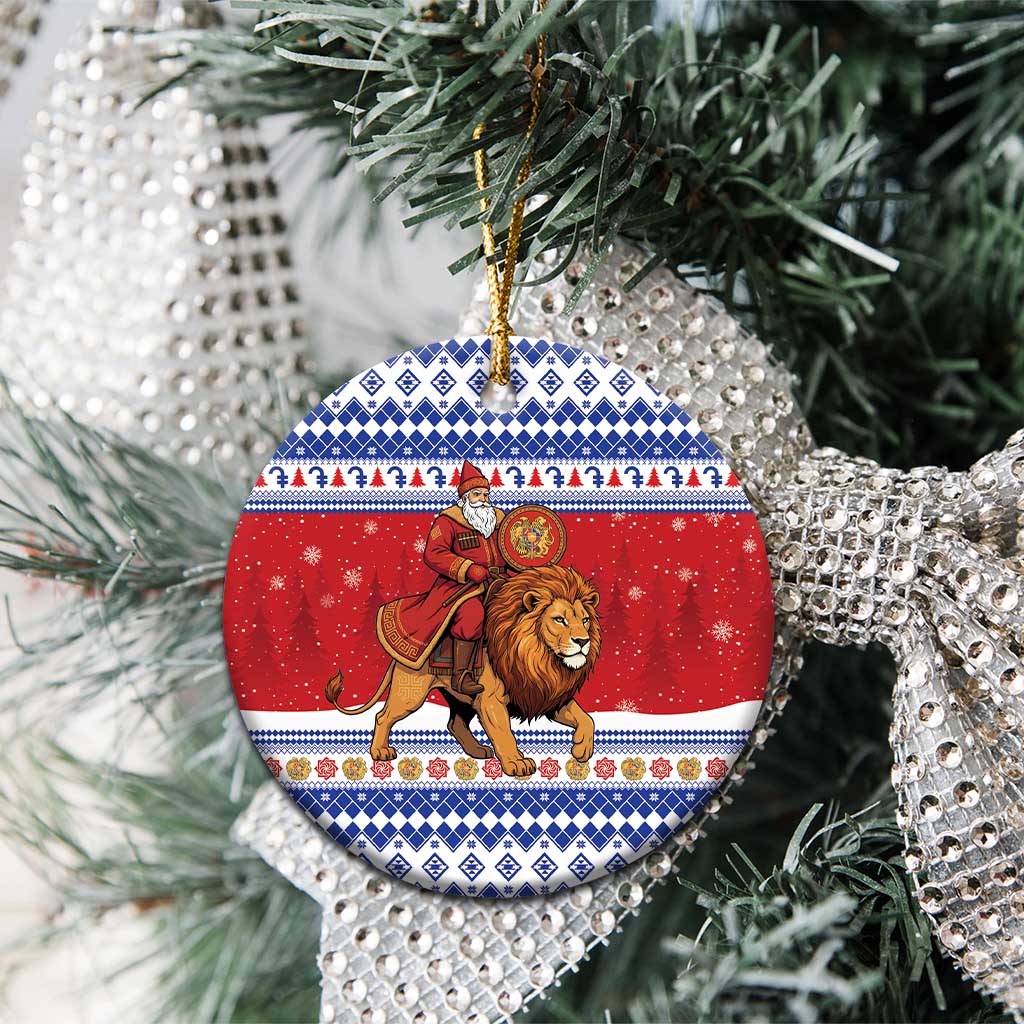 Armenia Christmas Ceramic Ornament Santa Riding Lion - Wonder Print Shop