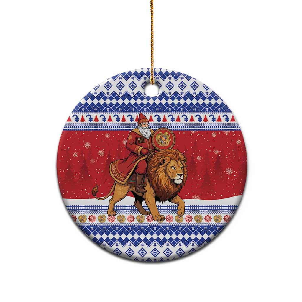 Armenia Christmas Ceramic Ornament Santa Riding Lion - Wonder Print Shop