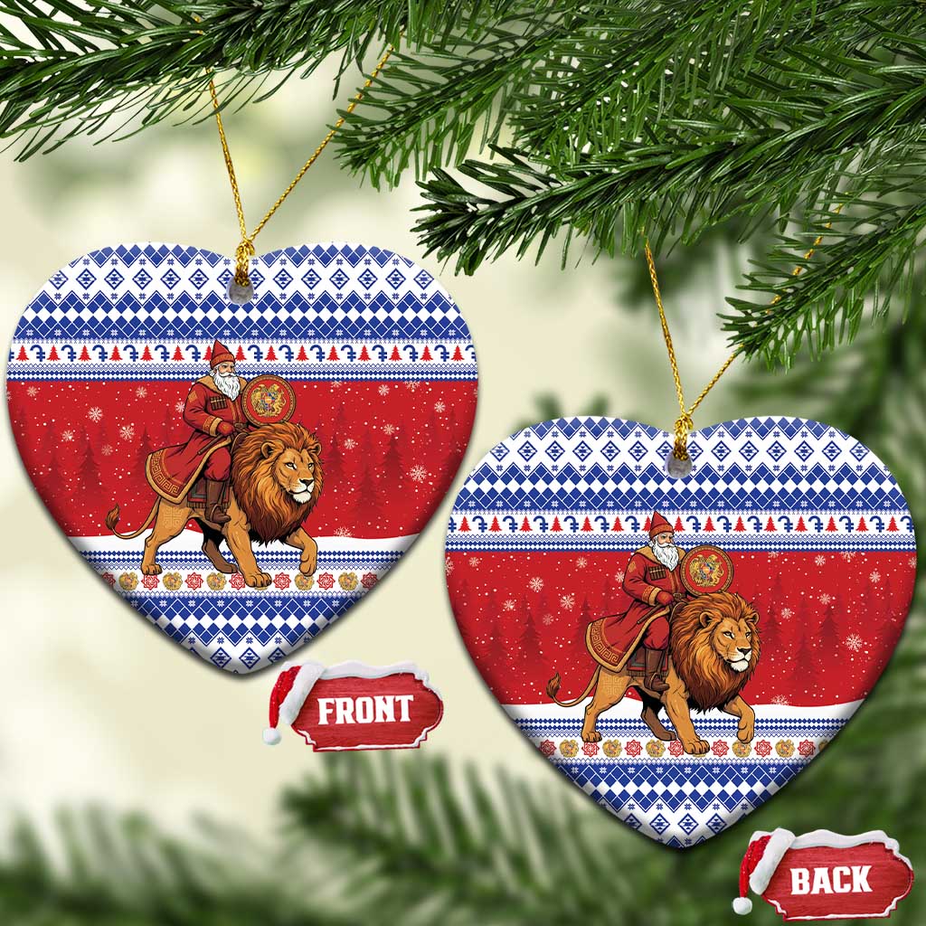 Armenia Christmas Ceramic Ornament Santa Riding Lion - Wonder Print Shop