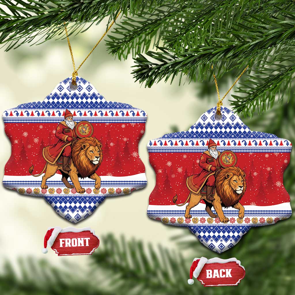 Armenia Christmas Ceramic Ornament Santa Riding Lion - Wonder Print Shop