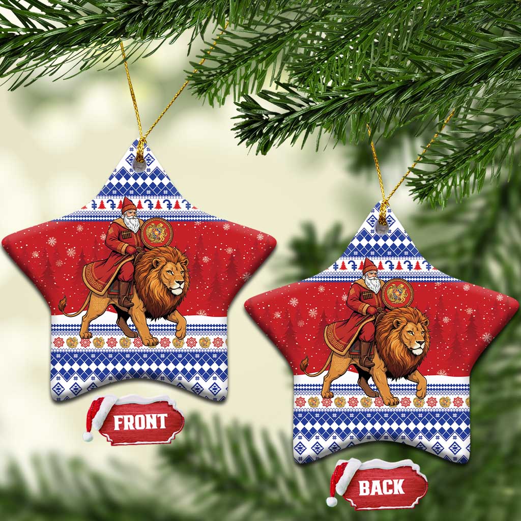 Armenia Christmas Ceramic Ornament Santa Riding Lion - Wonder Print Shop