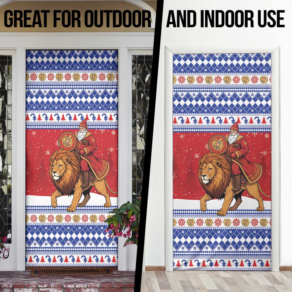 Armenia Christmas Door Cover Santa Riding Lion - Wonder Print Shop