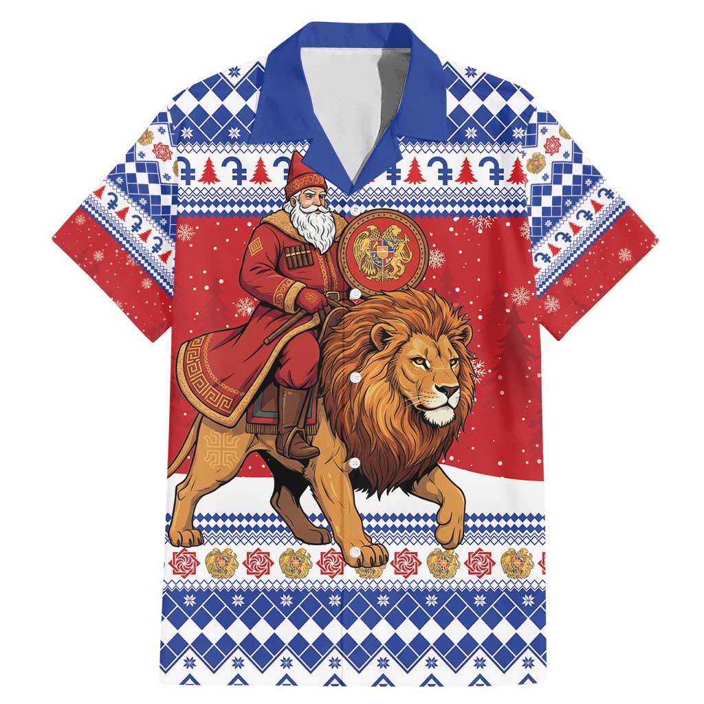 Armenia Christmas Family Matching Mermaid Dress and Hawaiian Shirt Santa Riding Lion - Wonder Print Shop