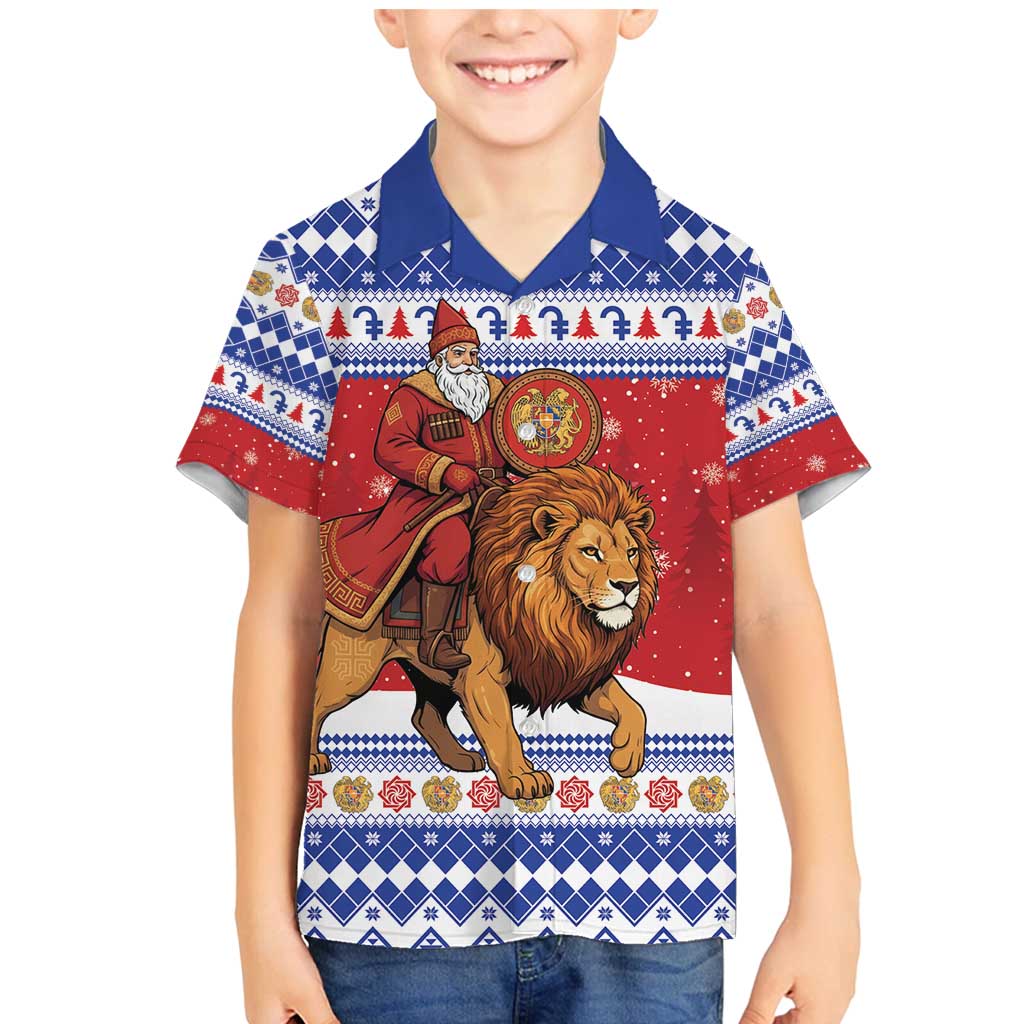 Armenia Christmas Family Matching Mermaid Dress and Hawaiian Shirt Santa Riding Lion - Wonder Print Shop