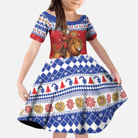 Armenia Christmas Family Matching Off The Shoulder Long Sleeve Dress and Hawaiian Shirt Santa Riding Lion - Wonder Print Shop