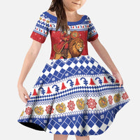 Armenia Christmas Family Matching Off Shoulder Maxi Dress and Hawaiian Shirt Santa Riding Lion - Wonder Print Shop
