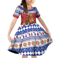 Armenia Christmas Family Matching Off Shoulder Short Dress and Hawaiian Shirt Santa Riding Lion - Wonder Print Shop