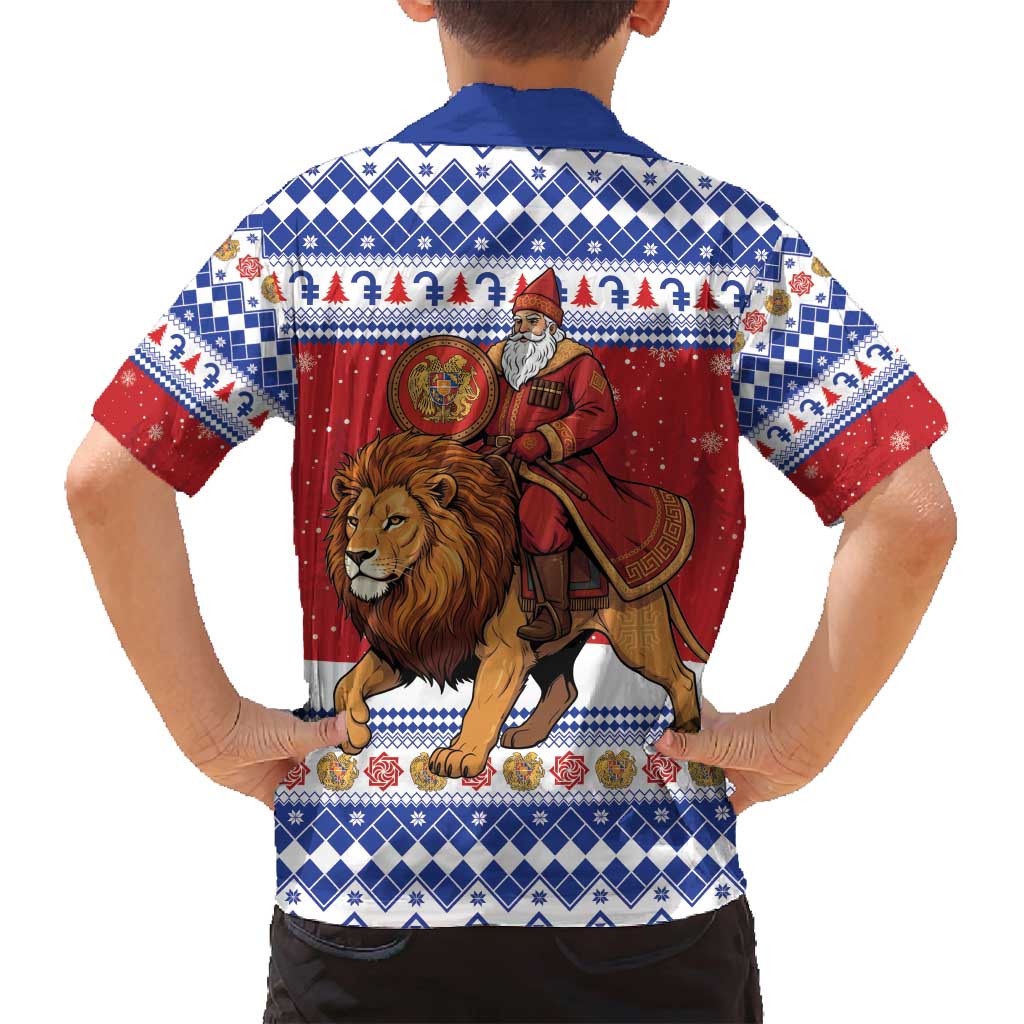 Armenia Christmas Family Matching Puletasi and Hawaiian Shirt Santa Riding Lion - Wonder Print Shop
