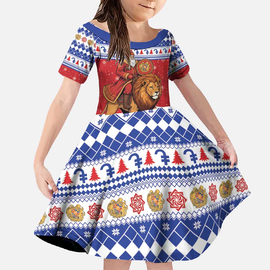 Armenia Christmas Family Matching Summer Maxi Dress and Hawaiian Shirt Santa Riding Lion - Wonder Print Shop
