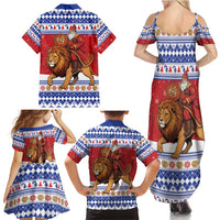 Armenia Christmas Family Matching Summer Maxi Dress and Hawaiian Shirt Santa Riding Lion - Wonder Print Shop