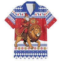 Armenia Christmas Family Matching Tank Maxi Dress and Hawaiian Shirt Santa Riding Lion - Wonder Print Shop