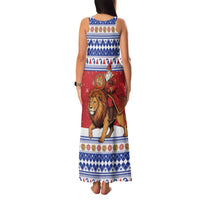 Armenia Christmas Family Matching Tank Maxi Dress and Hawaiian Shirt Santa Riding Lion - Wonder Print Shop