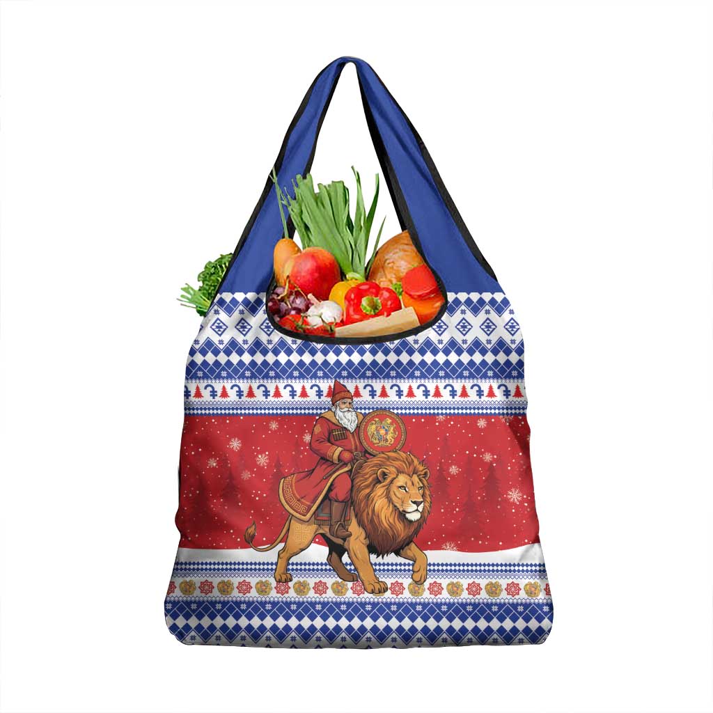 Armenia Christmas Grocery Bag Santa Riding Lion - Wonder Print Shop