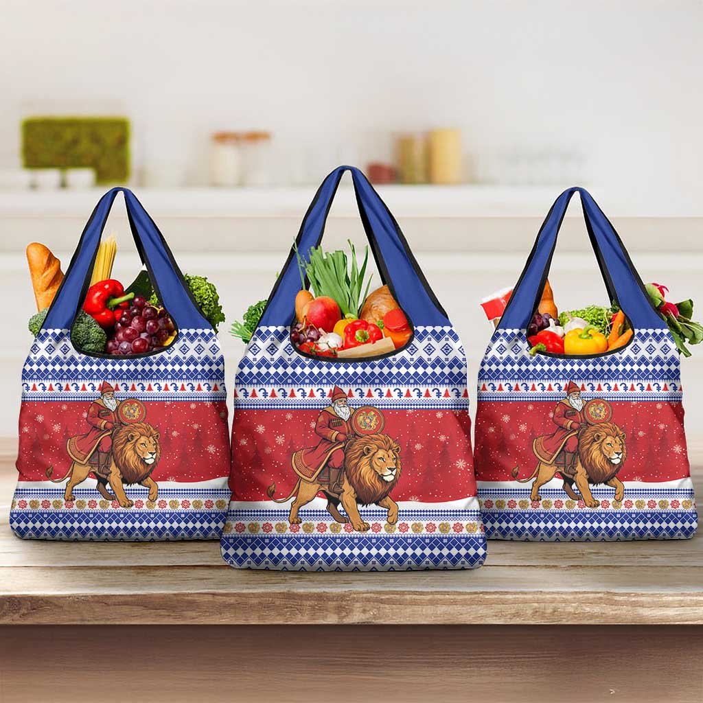 Armenia Christmas Grocery Bag Santa Riding Lion - Wonder Print Shop