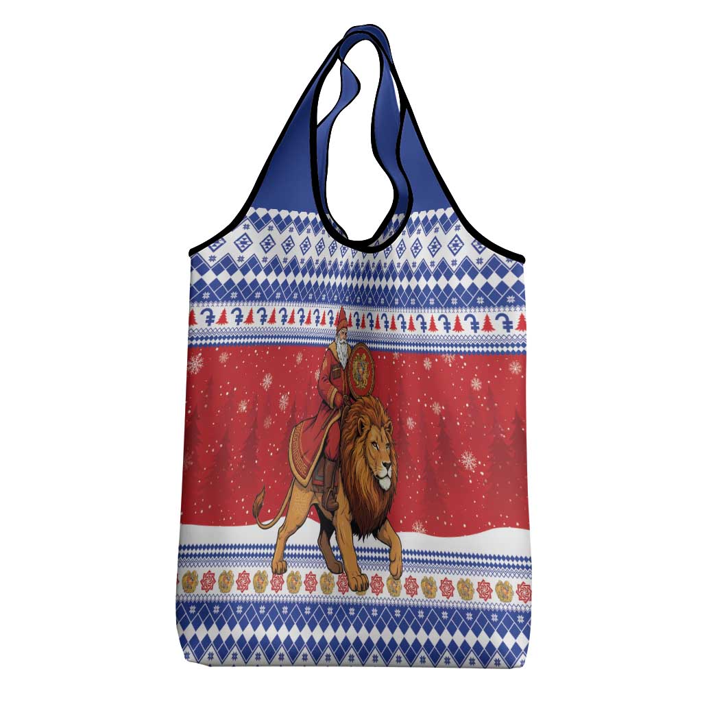 Armenia Christmas Grocery Bag Santa Riding Lion - Wonder Print Shop