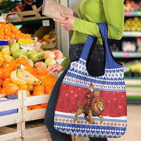 Armenia Christmas Grocery Bag Santa Riding Lion - Wonder Print Shop