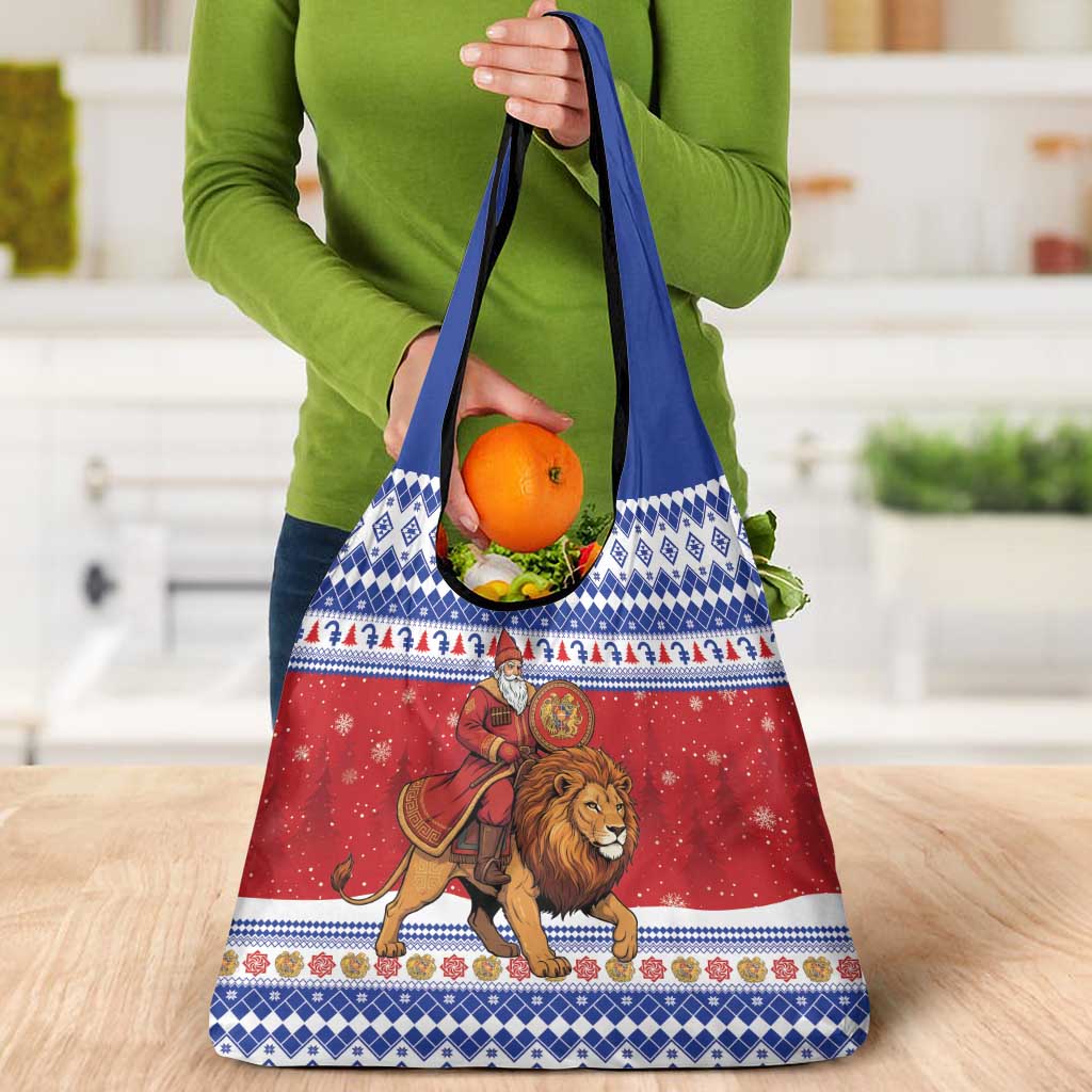 Armenia Christmas Grocery Bag Santa Riding Lion - Wonder Print Shop