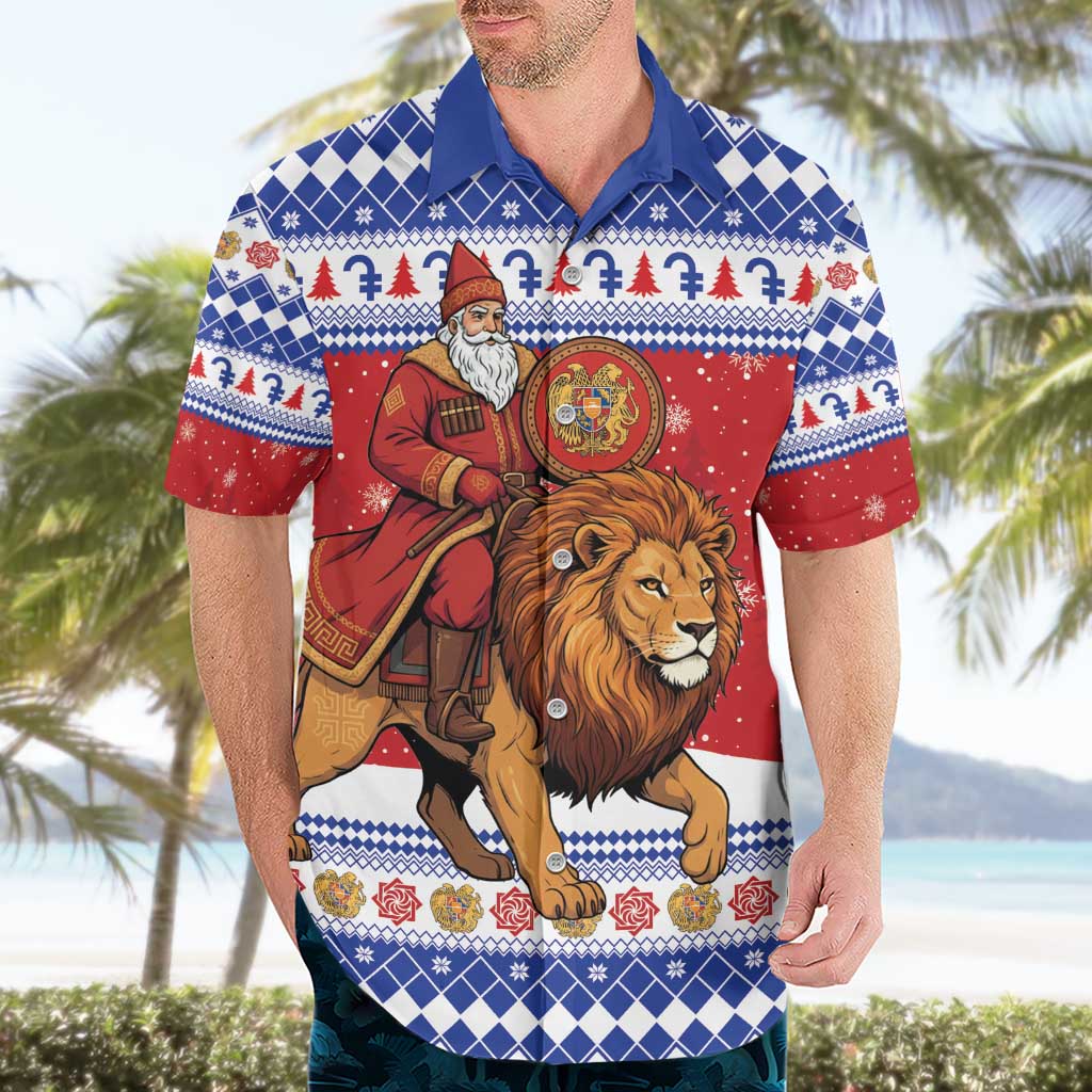 Armenia Christmas Hawaiian Shirt Santa Riding Lion - Wonder Print Shop