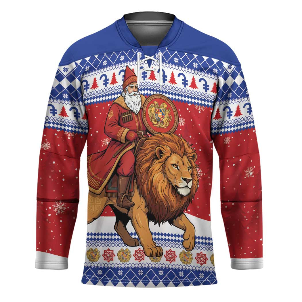 Armenia Christmas Hockey Jersey Santa Riding Lion - Wonder Print Shop