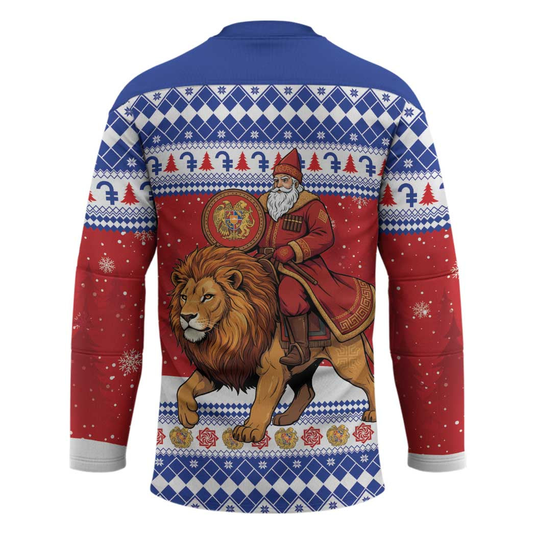 Armenia Christmas Hockey Jersey Santa Riding Lion - Wonder Print Shop