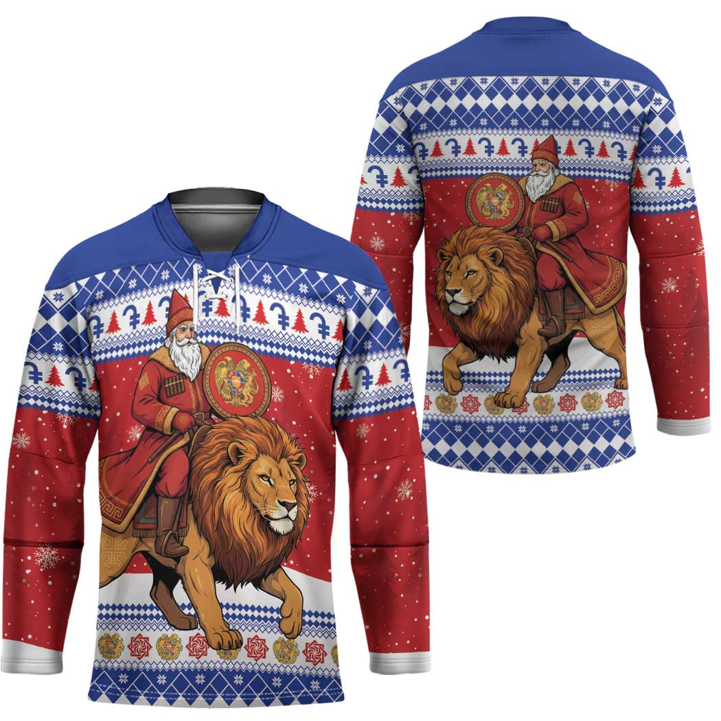Armenia Christmas Hockey Jersey Santa Riding Lion - Wonder Print Shop