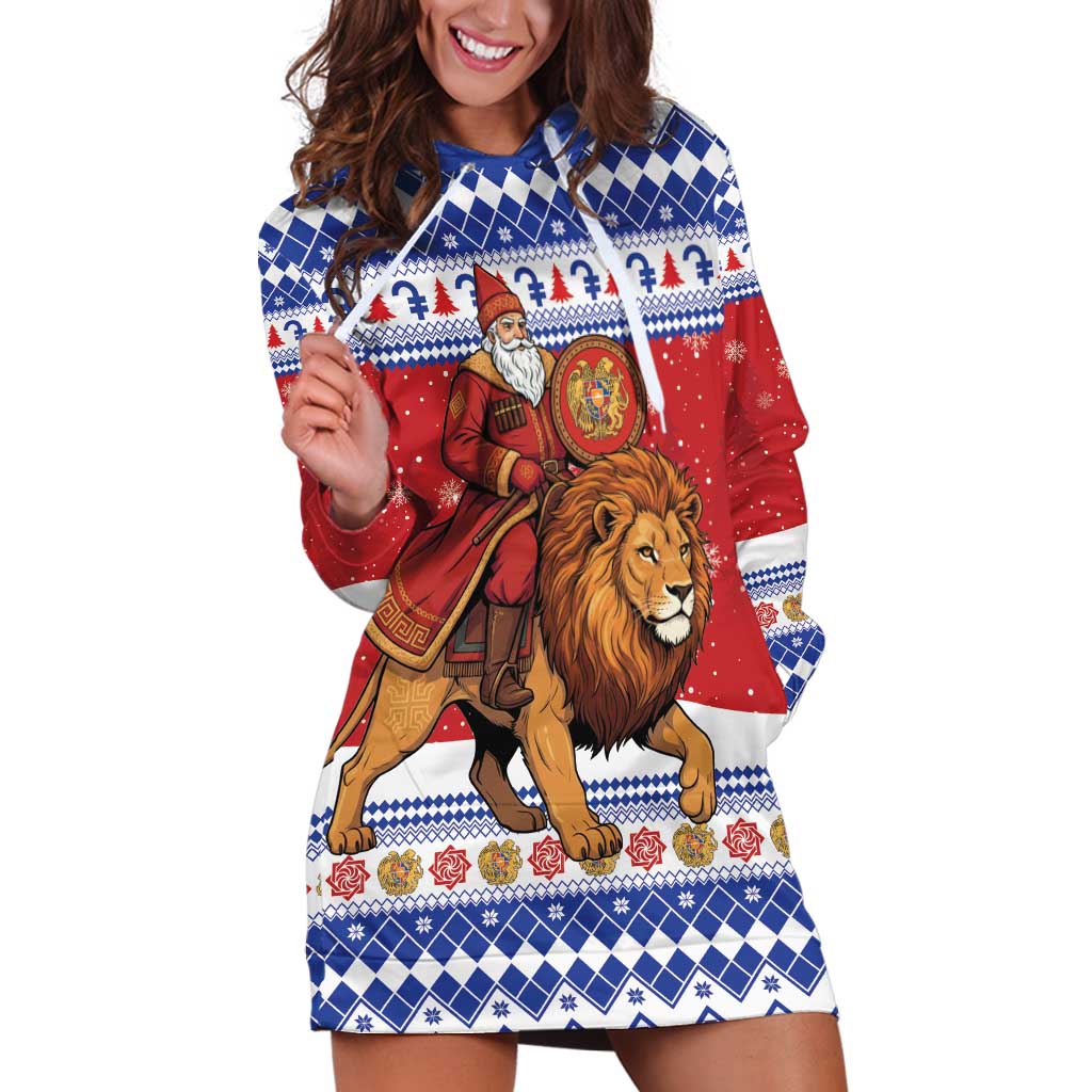 Armenia Christmas Hoodie Dress Santa Riding Lion - Wonder Print Shop