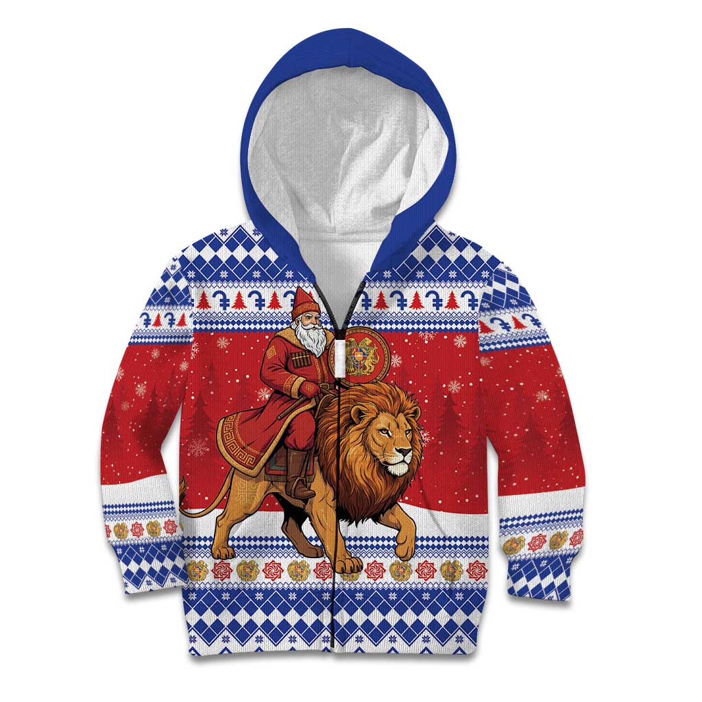 Armenia Christmas Kid Hoodie Santa Riding Lion - Wonder Print Shop