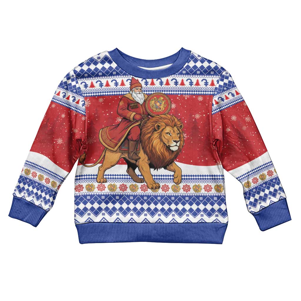 Armenia Christmas Kid Ugly Christmas Sweater Santa Riding Lion - Wonder Print Shop