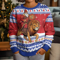 Armenia Christmas Kid Ugly Christmas Sweater Santa Riding Lion - Wonder Print Shop
