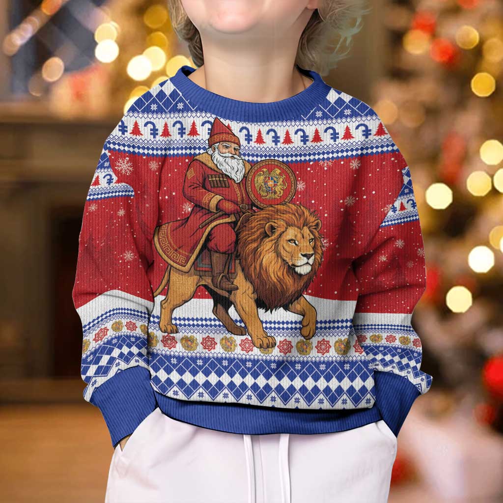 Armenia Christmas Kid Ugly Christmas Sweater Santa Riding Lion - Wonder Print Shop