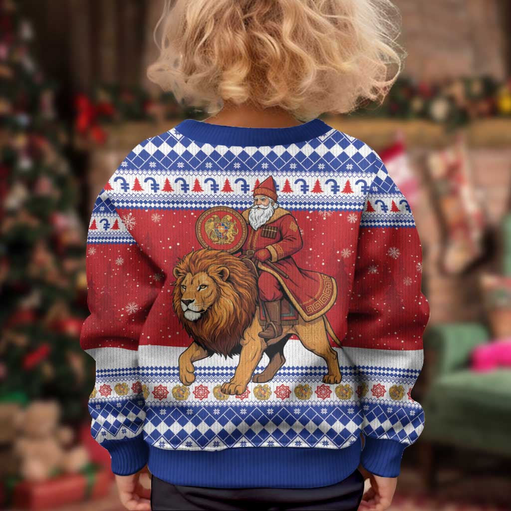Armenia Christmas Kid Ugly Christmas Sweater Santa Riding Lion - Wonder Print Shop