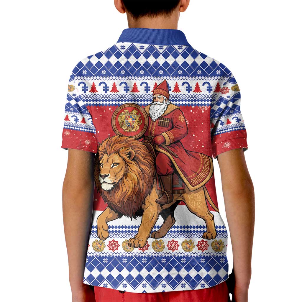 Armenia Christmas Kid Polo Shirt Santa Riding Lion - Wonder Print Shop