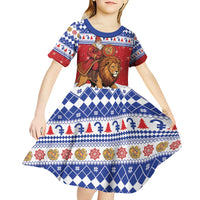 Armenia Christmas Kid Short Sleeve Dress Santa Riding Lion - Wonder Print Shop