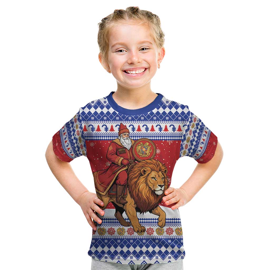 Armenia Christmas Kid T Shirt Santa Riding Lion - Wonder Print Shop