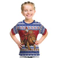 Armenia Christmas Kid T Shirt Santa Riding Lion - Wonder Print Shop