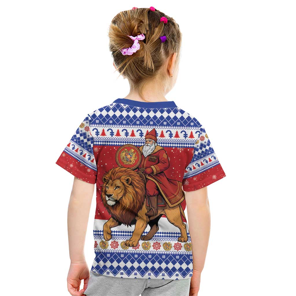 Armenia Christmas Kid T Shirt Santa Riding Lion - Wonder Print Shop