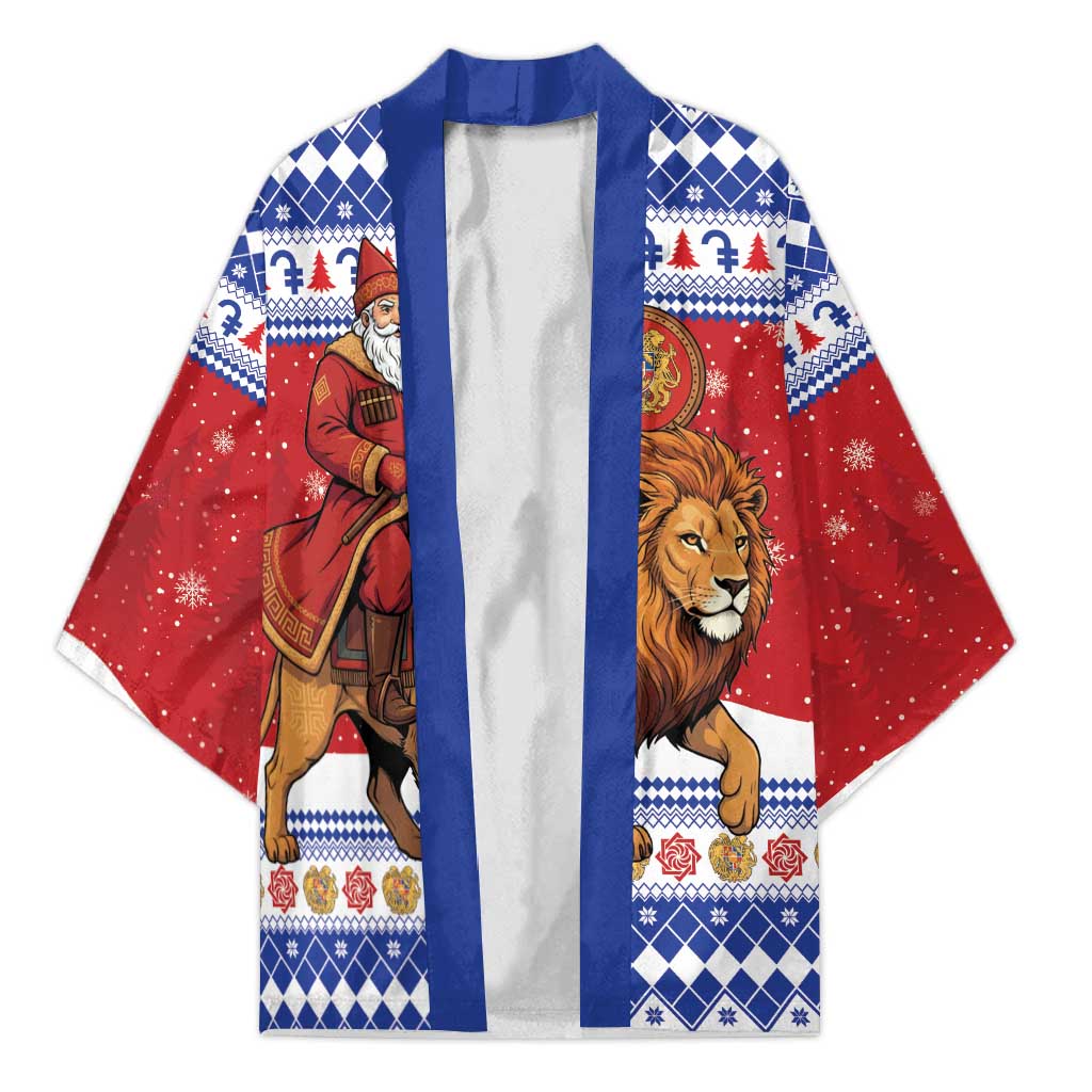 Armenia Christmas Kimono Santa Riding Lion - Wonder Print Shop