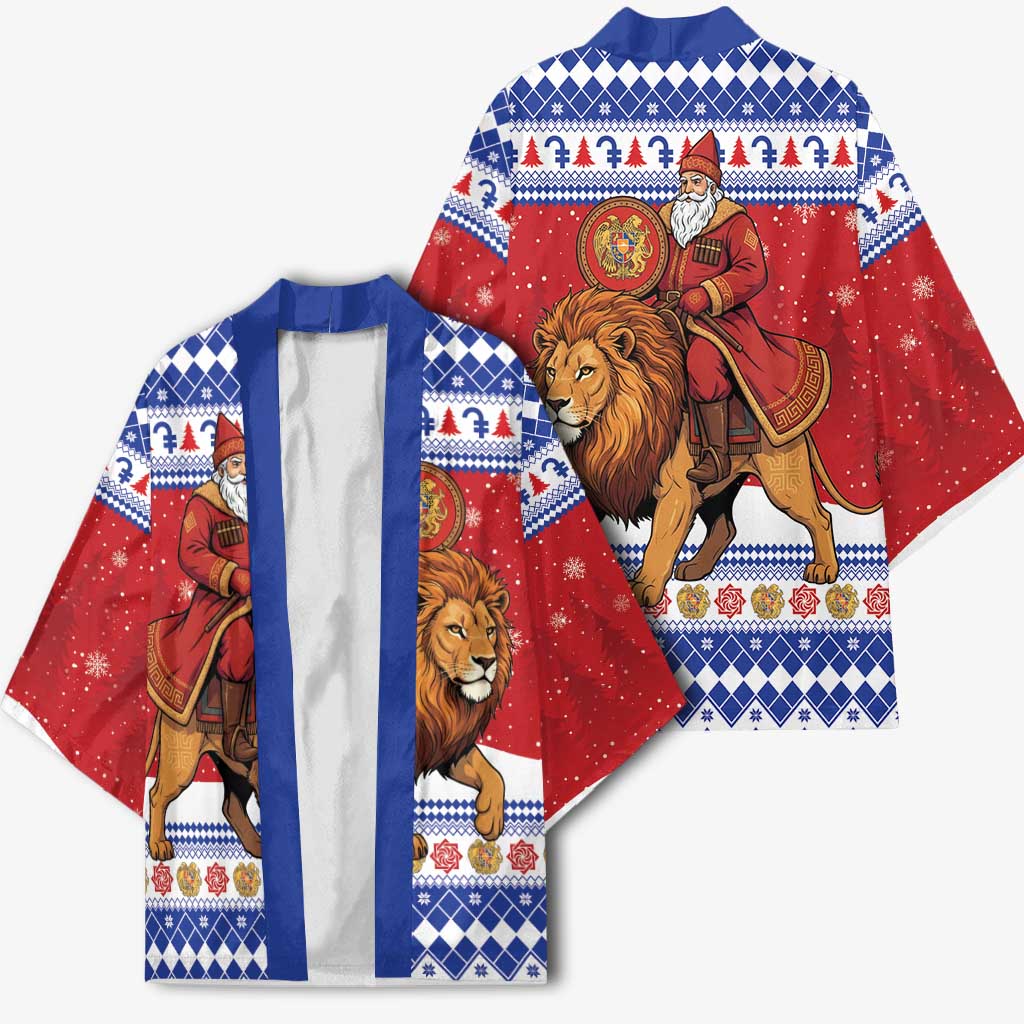 Armenia Christmas Kimono Santa Riding Lion - Wonder Print Shop