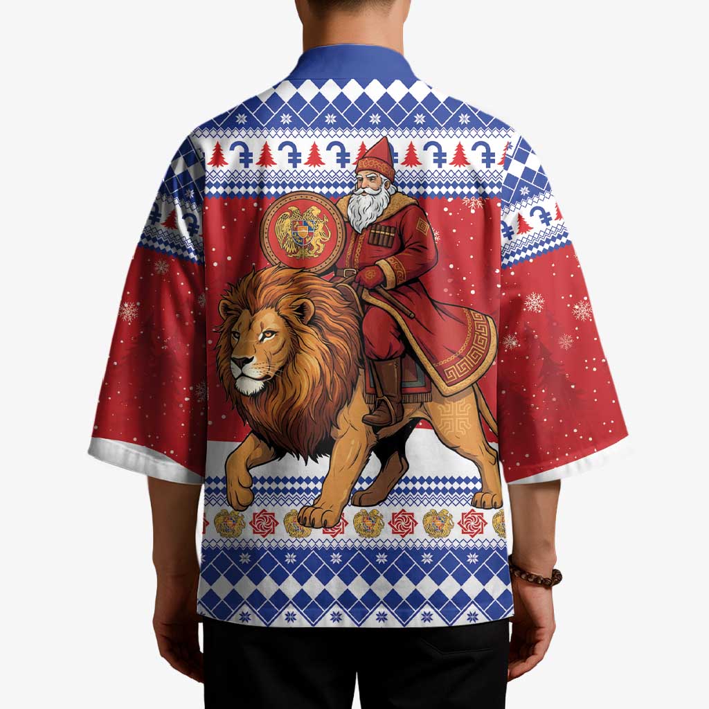 Armenia Christmas Kimono Santa Riding Lion - Wonder Print Shop