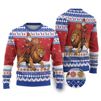 Armenia Christmas Ugly Christmas Sweater Santa Riding Lion - Wonder Print Shop